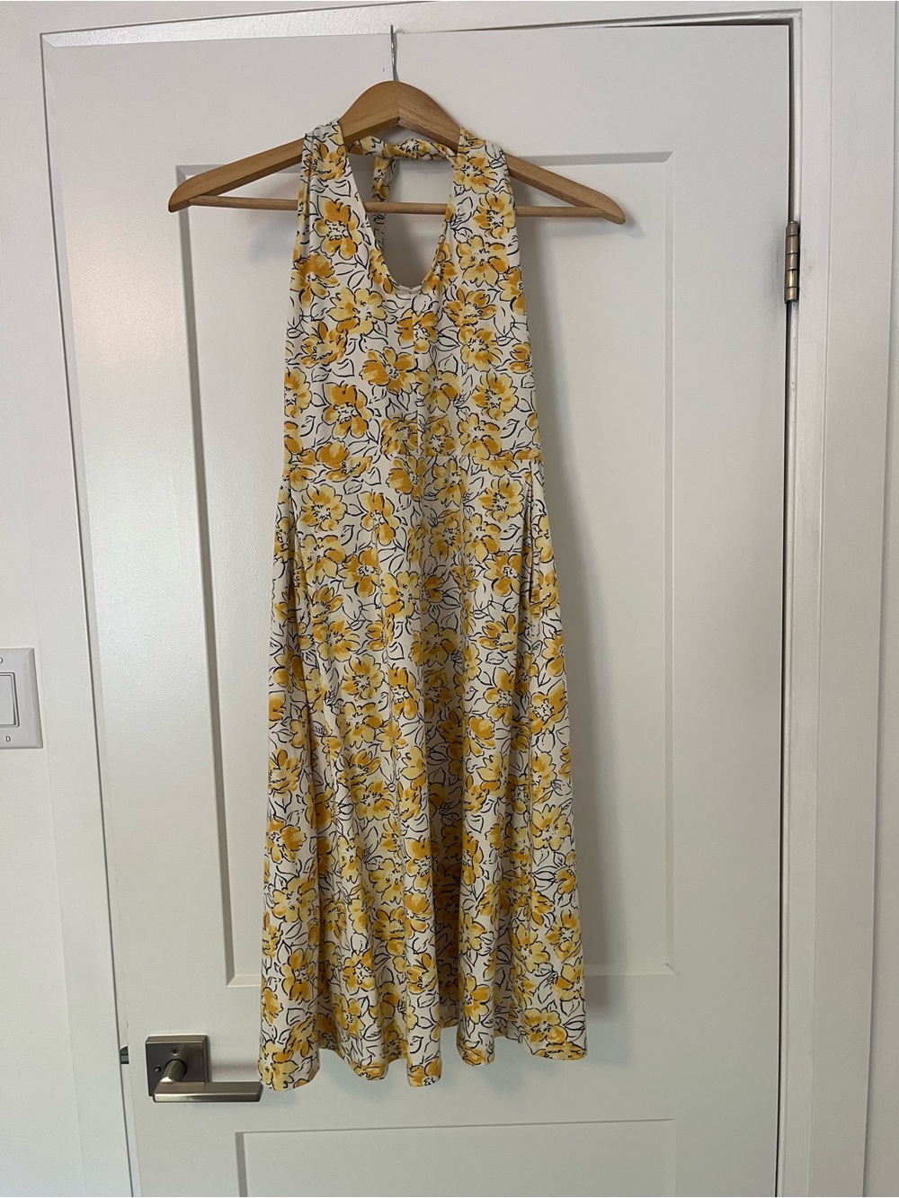 Pact Yellow Floral Halter Dress